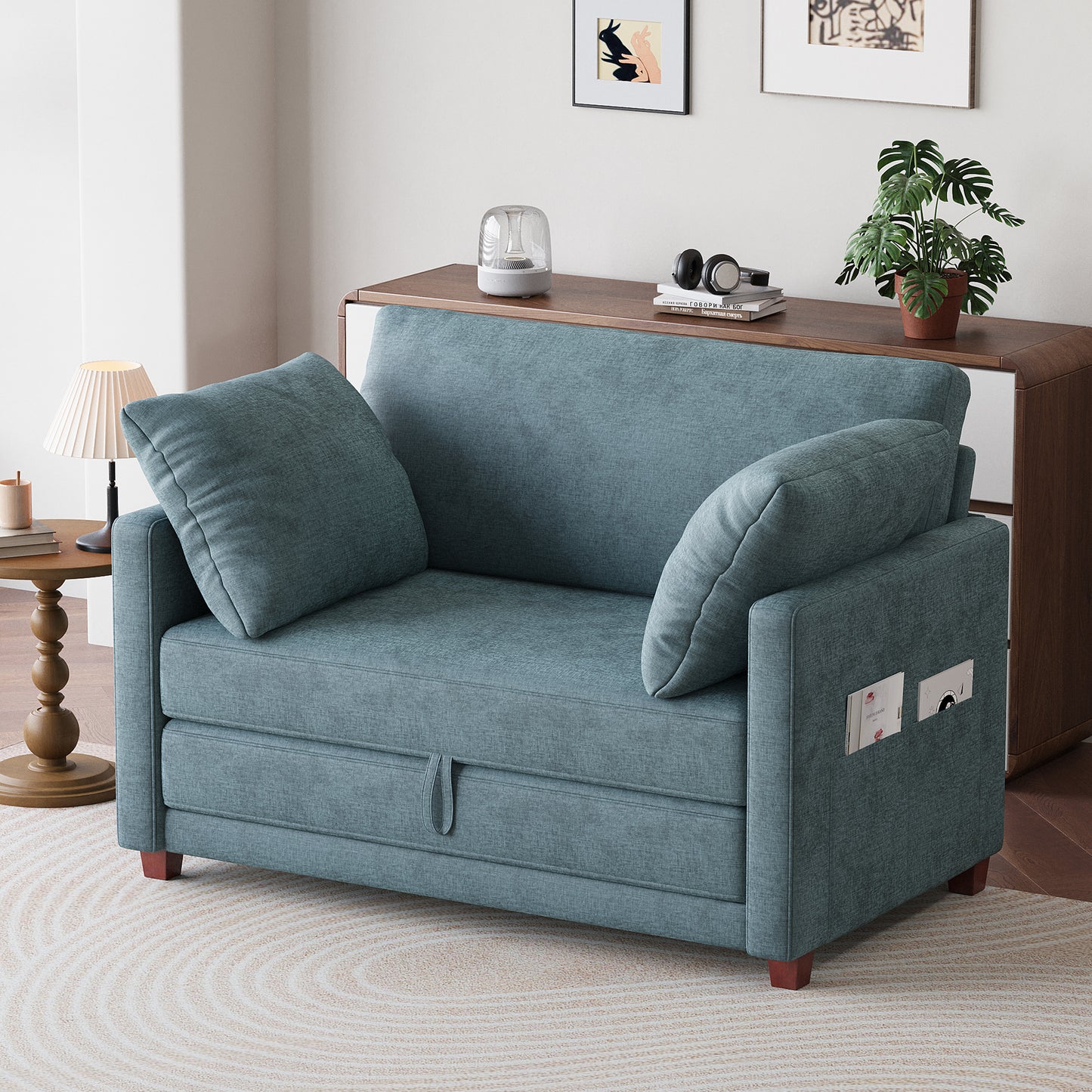 BedLuxury 51" Foldable Loveseat with Storage Pocket, Futon Sofa Bed,Mordern Sleeper Couch for Small Space