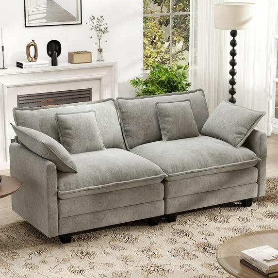 Modern Chenille Sectional Sofa Cloud Couch for Living Room