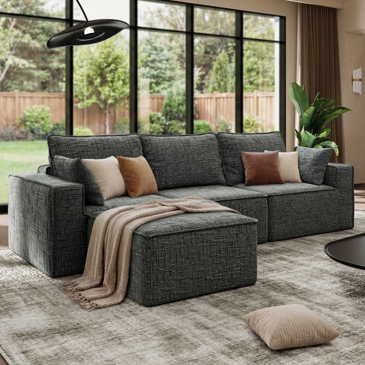 BedLuxury Oversized Sectional Sofa,Sleeper Bed,U Shaped,L Shaped Boneless Cloud Sofa with Movable Ottomans for Living Room,No Assembly Required