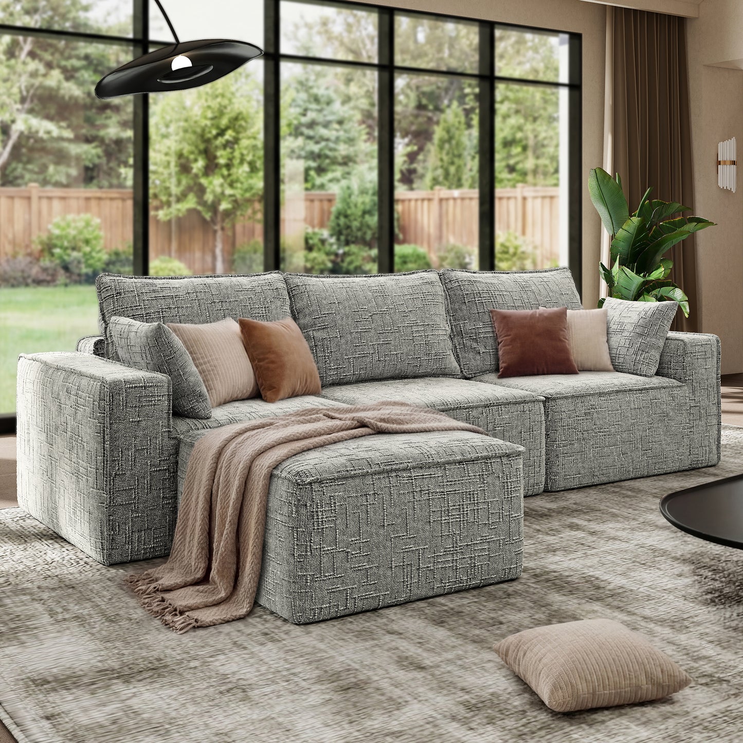 BedLuxury Oversized Sectional Sofa,Sleeper Bed,U Shaped,L Shaped Boneless Cloud Sofa with Movable Ottomans for Living Room,No Assembly Required