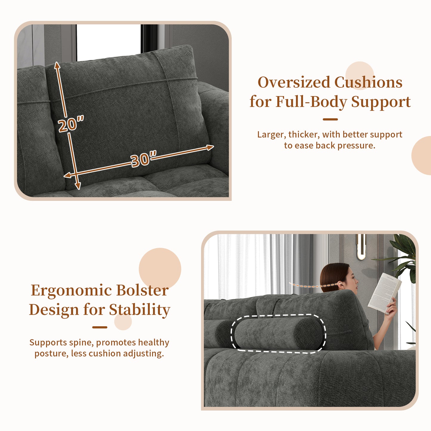 BedLuxury 109'' Modular Sectional Sofa,Sleeper Bed,L shaped Boneless Cloud Couch with Deep Seats for Living Room,No Assembly Required