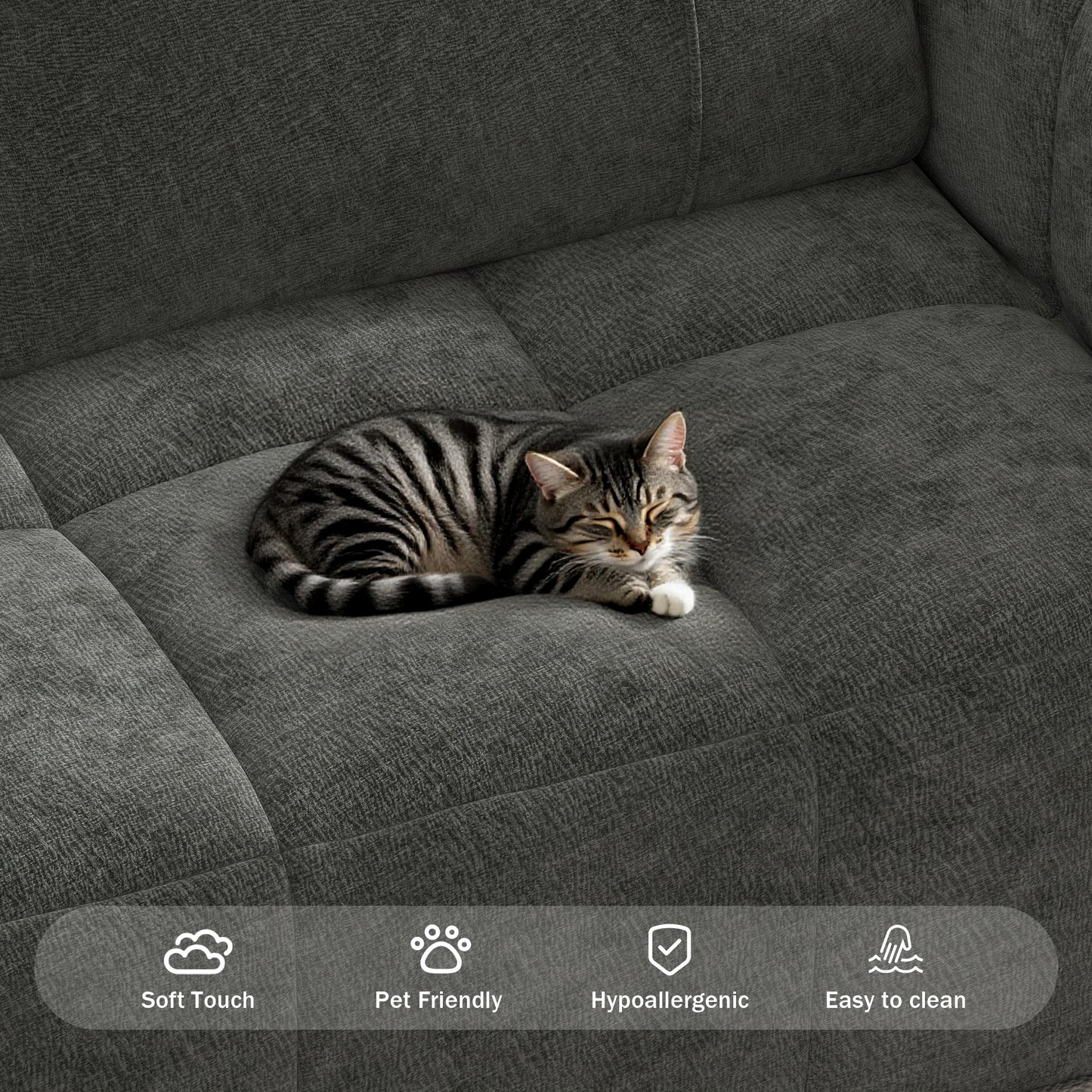BedLuxury 109'' Modular Sectional Sofa,Sleeper Bed,L shaped Boneless Cloud Couch with Deep Seats for Living Room,No Assembly Required