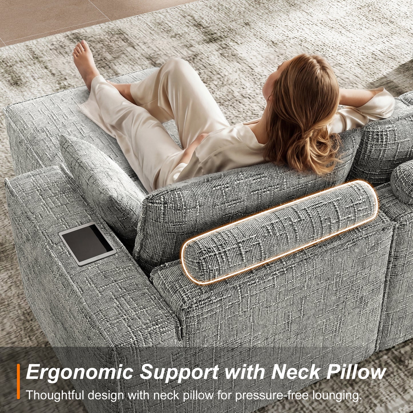 BedLuxury Oversized Sectional Sofa,Sleeper Bed,U Shaped,L Shaped Boneless Cloud Sofa with Movable Ottomans for Living Room,No Assembly Required