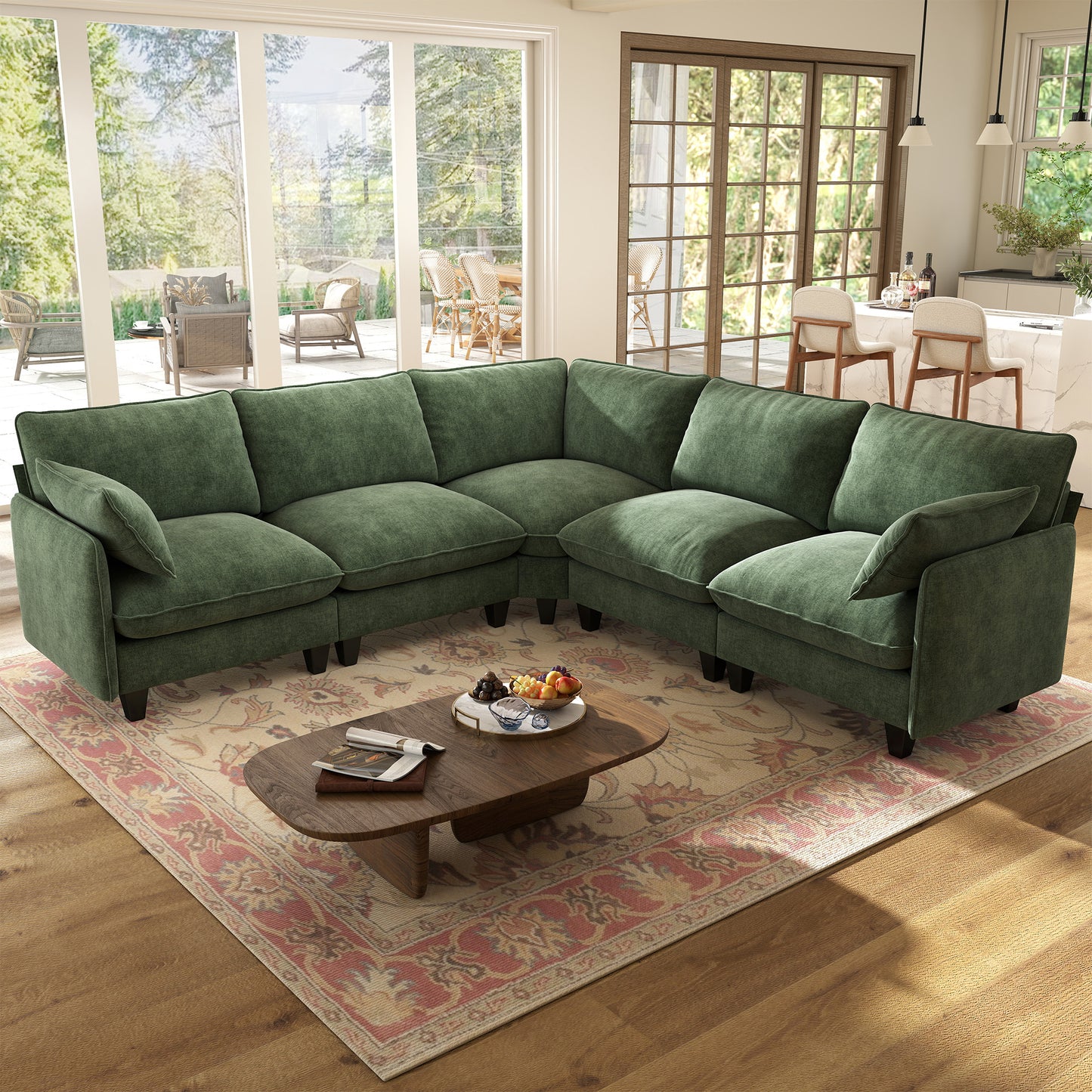 BedLuxury Modular Sectional Sofa with Movable Ottoman,Deep Seat Cloud Couch with High Back for the Living Room