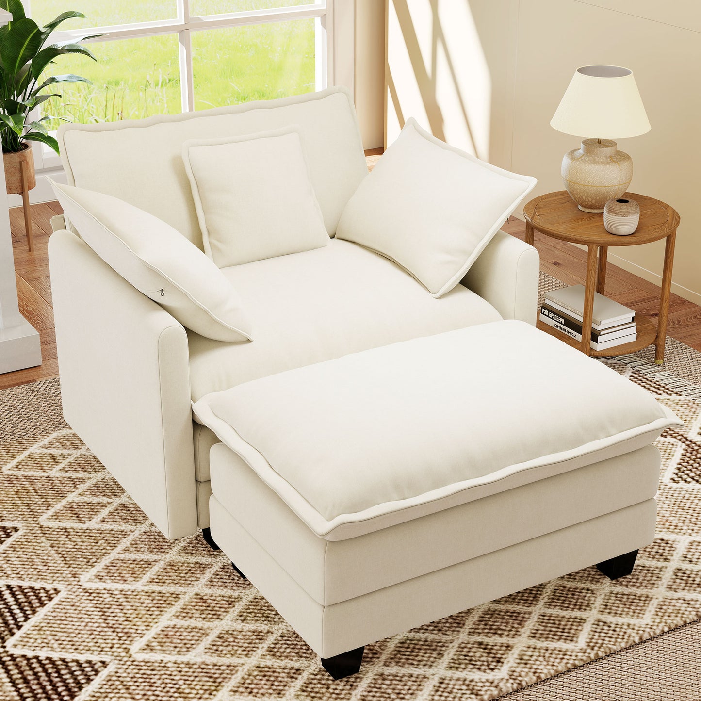 BedLuxury 41.8” Oversized Accent Chair, Chenille Cloud Armchair for Living Room