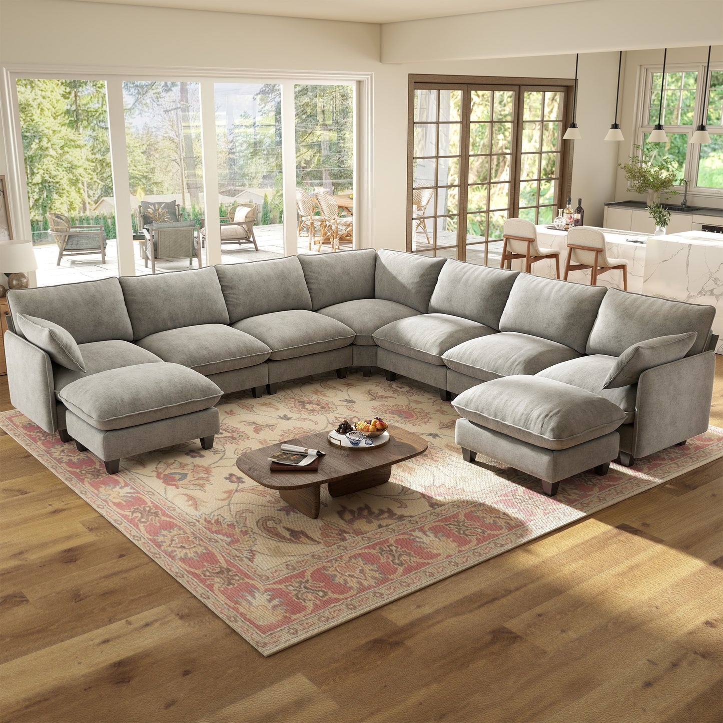 BedLuxury Modular Sectional Sofa with Movable Ottoman,Deep Seat Cloud Couch with High Back for the Living Room