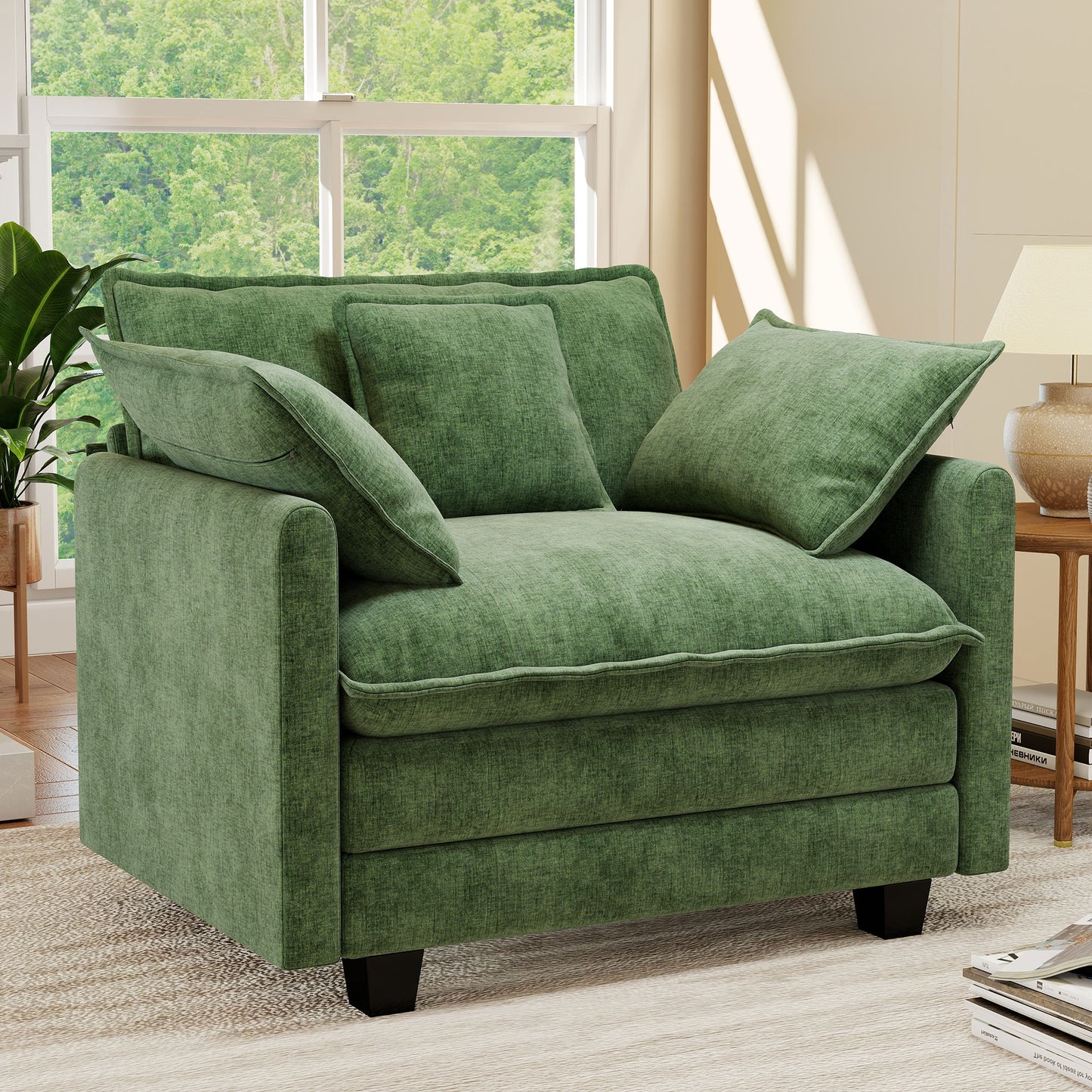 BedLuxury 41.8” Oversized Accent Chair, Chenille Cloud Armchair for Living Room