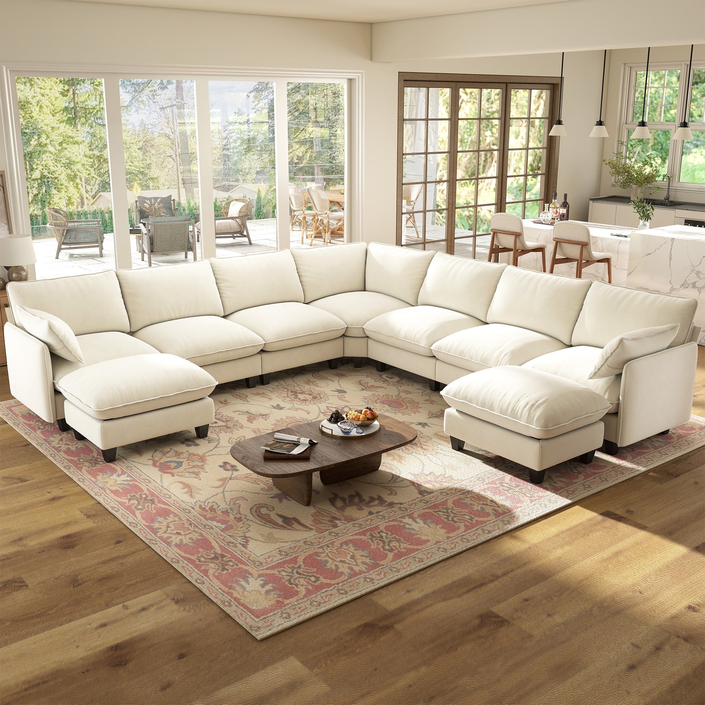 BedLuxury Modular Sectional Sofa with Movable Ottoman,Deep Seat Cloud Couch with High Back for the Living Room