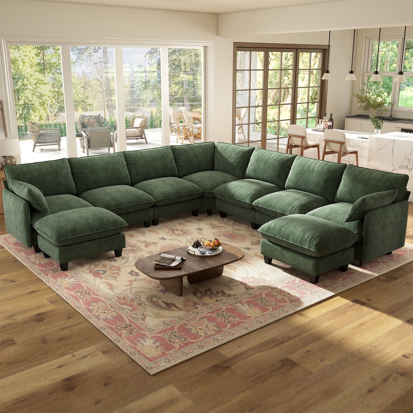 BedLuxury Modular Sectional Sofa with Movable Ottoman,Deep Seat Cloud Couch with High Back for the Living Room
