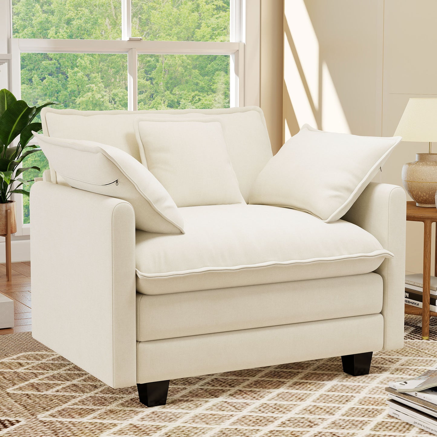 BedLuxury 41.8” Oversized Accent Chair, Chenille Cloud Armchair for Living Room