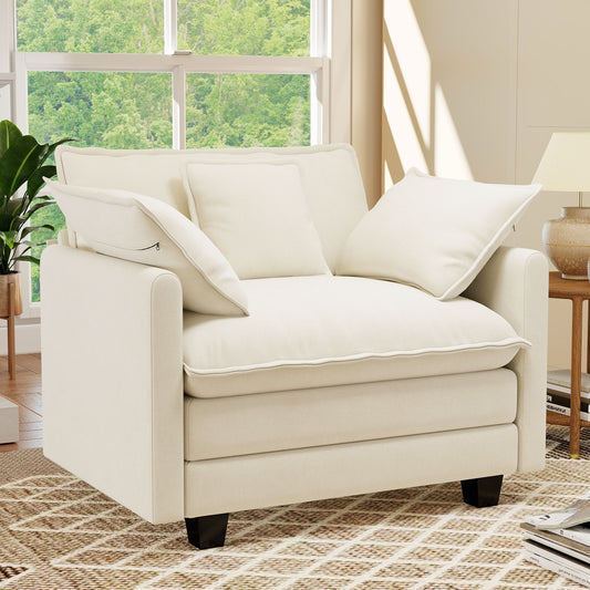 BedLuxury 41.8” Oversized Accent Chair, Chenille Cloud Armchair for Living Room