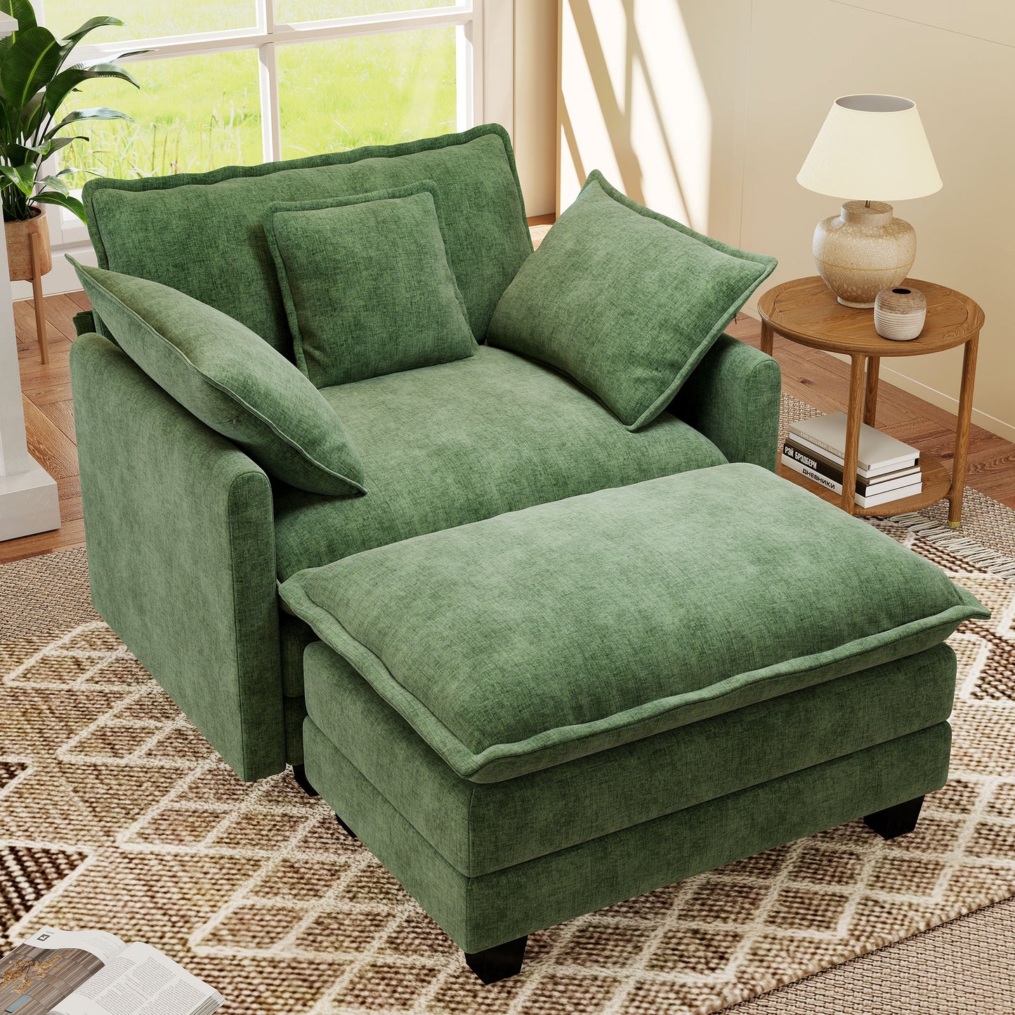 BedLuxury 41.8” Oversized Accent Chair, Chenille Cloud Armchair for Living Room