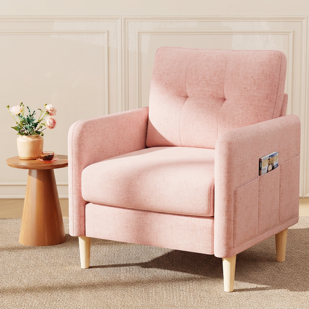 BedLuxury 31’’ High Back Accent Chair with Thick Cushion,Chenille sofa with Supportive Armrests for Living Room and Small Spaces