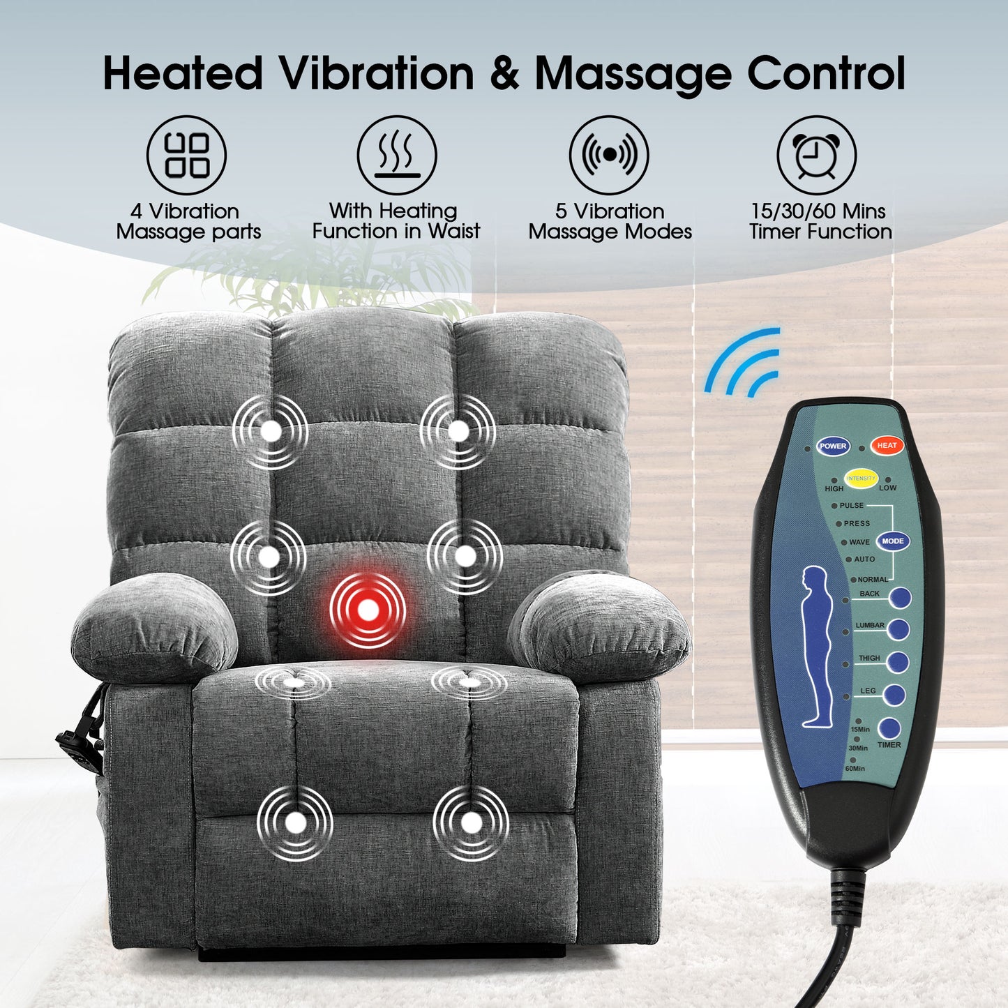 Lay Flat Recliner Power Lift Chair for Elderly with Massage and Heat,Dual Motor Big and Tall Recliner for Living Room with Side Pockets,Infinite Position