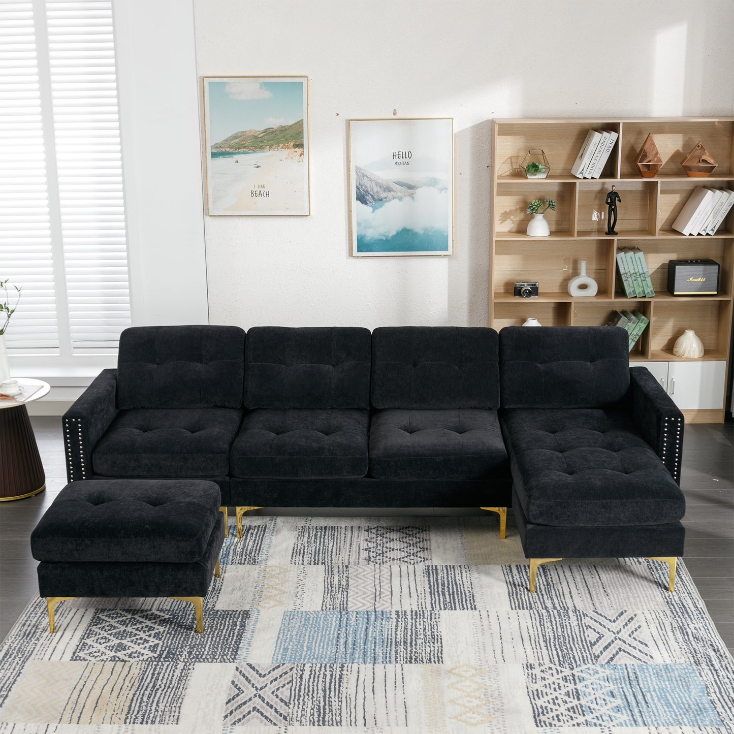 110" L-Shape Convertible Sectional Sofa Couch