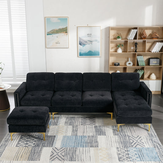 110" L-Shape Convertible Sectional Sofa Couch