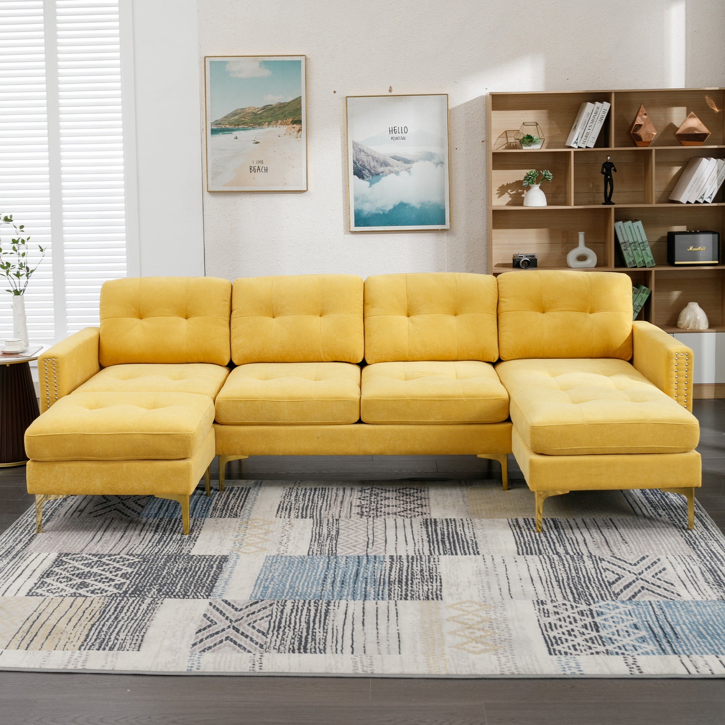 110" L-Shape Convertible Sectional Sofa Couch