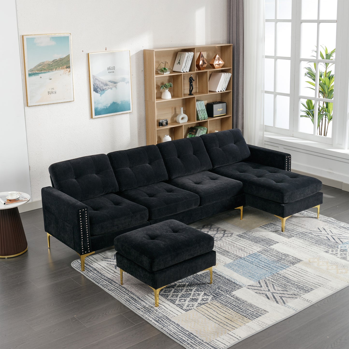 110" L-Shape Convertible Sectional Sofa Couch