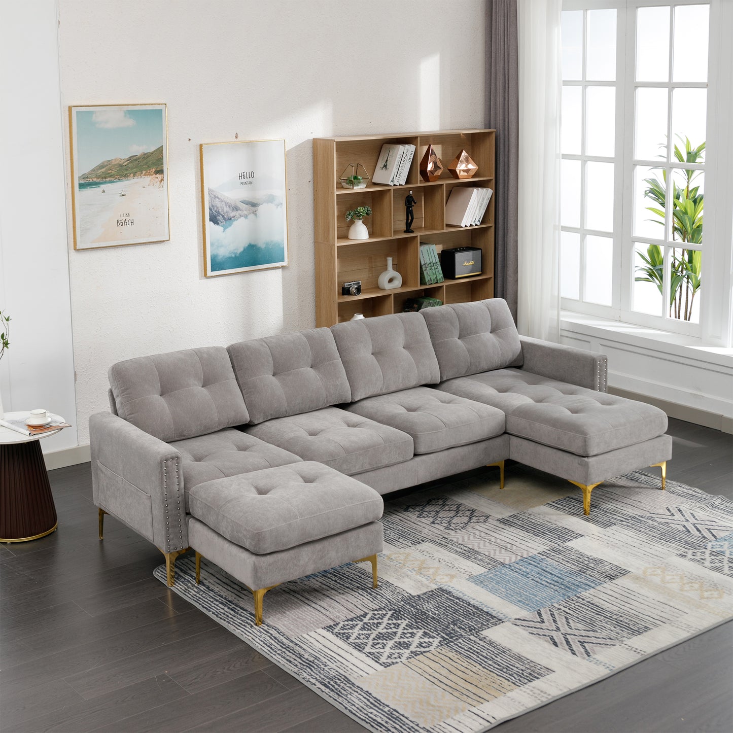 110" L-Shape Convertible Sectional Sofa Couch