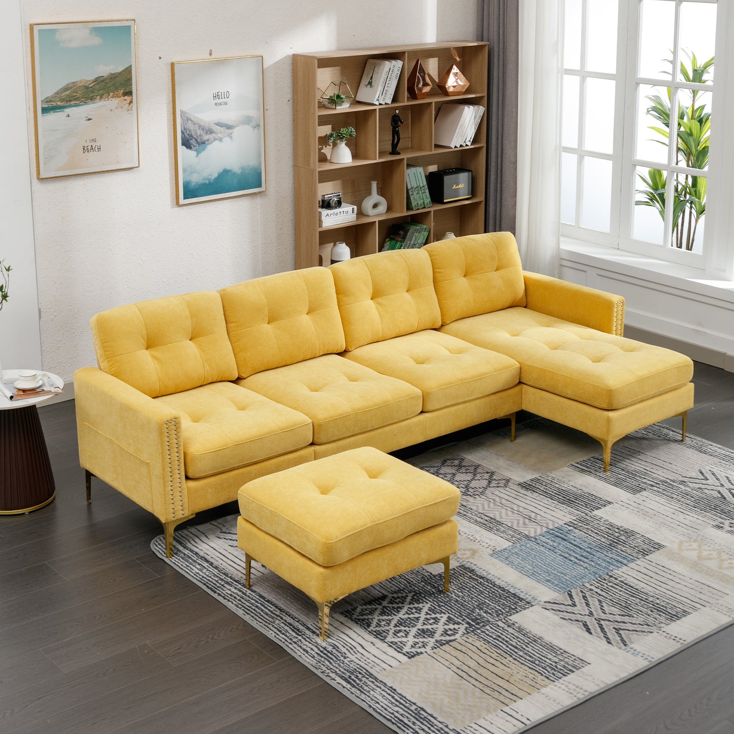 110" L-Shape Convertible Sectional Sofa Couch