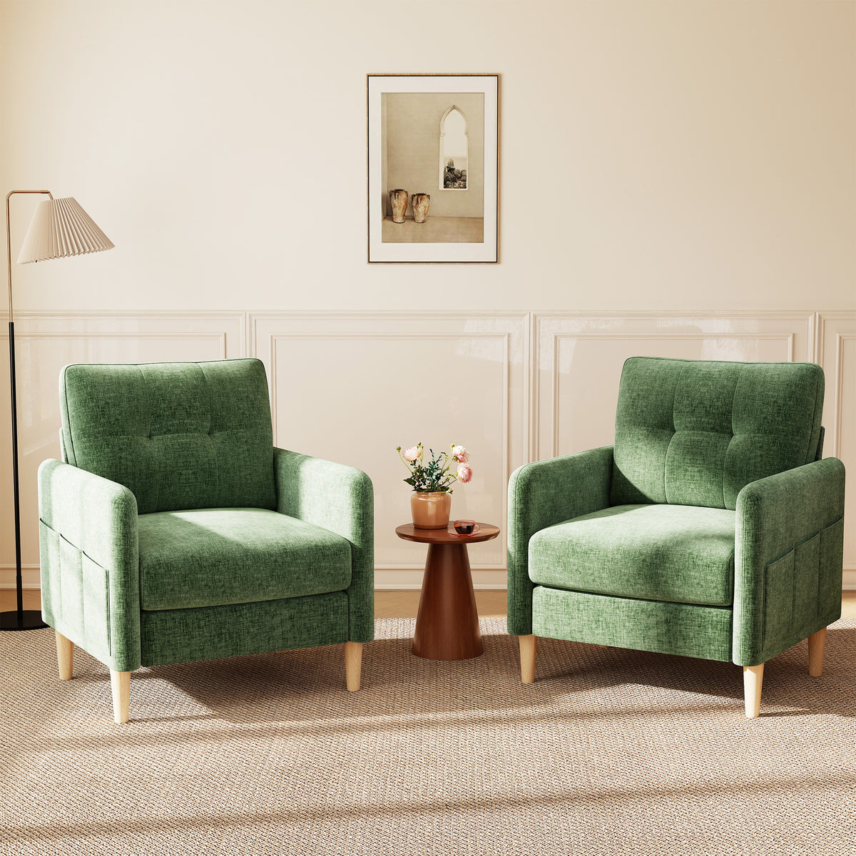 BedLuxury 31’’ High Back Accent Chair with Thick Cushion,Chenille sofa with Supportive Armrests for Living Room and Small Spaces