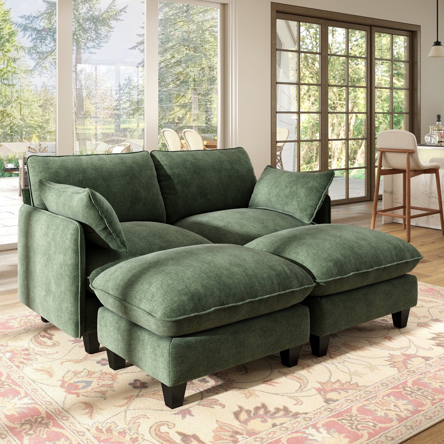 BedLuxury Modular Sectional Sofa with Movable Ottoman,Deep Seat Cloud Couch with High Back for the Living Room