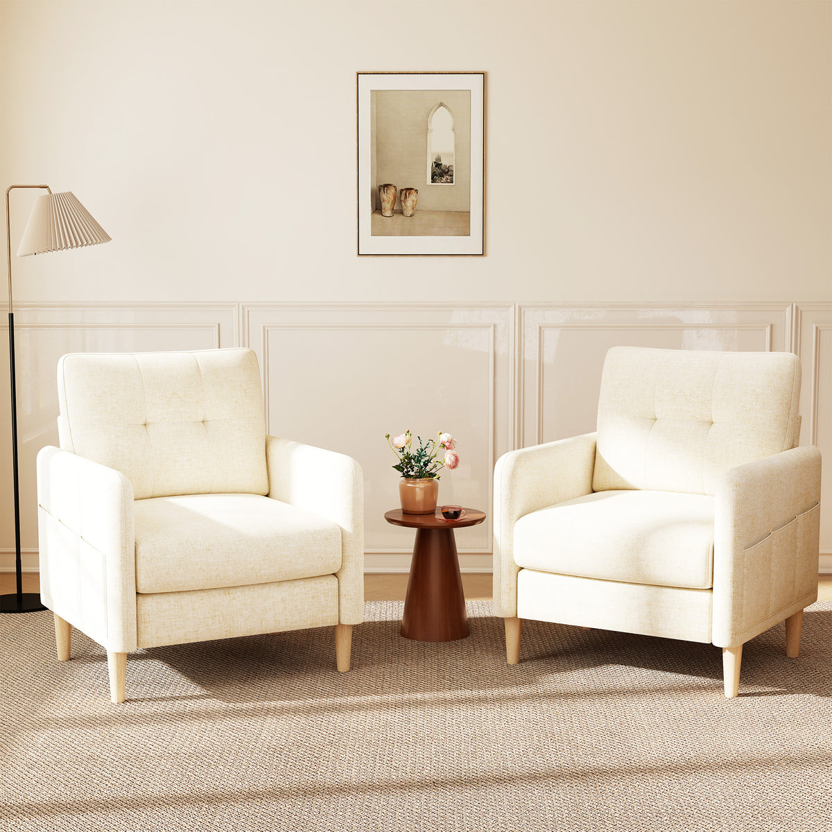 BedLuxury 31’’ High Back Accent Chair with Thick Cushion,Chenille sofa with Supportive Armrests for Living Room and Small Spaces