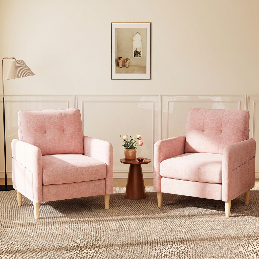 BedLuxury 31’’ High Back Accent Chair with Thick Cushion,Chenille sofa with Supportive Armrests for Living Room and Small Spaces