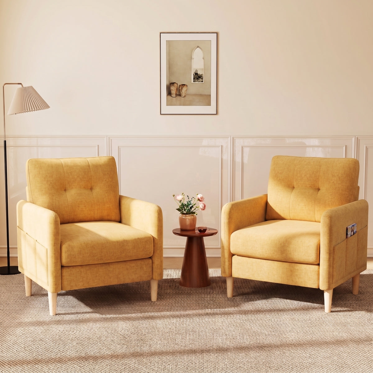 BedLuxury 31’’ High Back Accent Chair with Thick Cushion,Chenille sofa with Supportive Armrests for Living Room and Small Spaces
