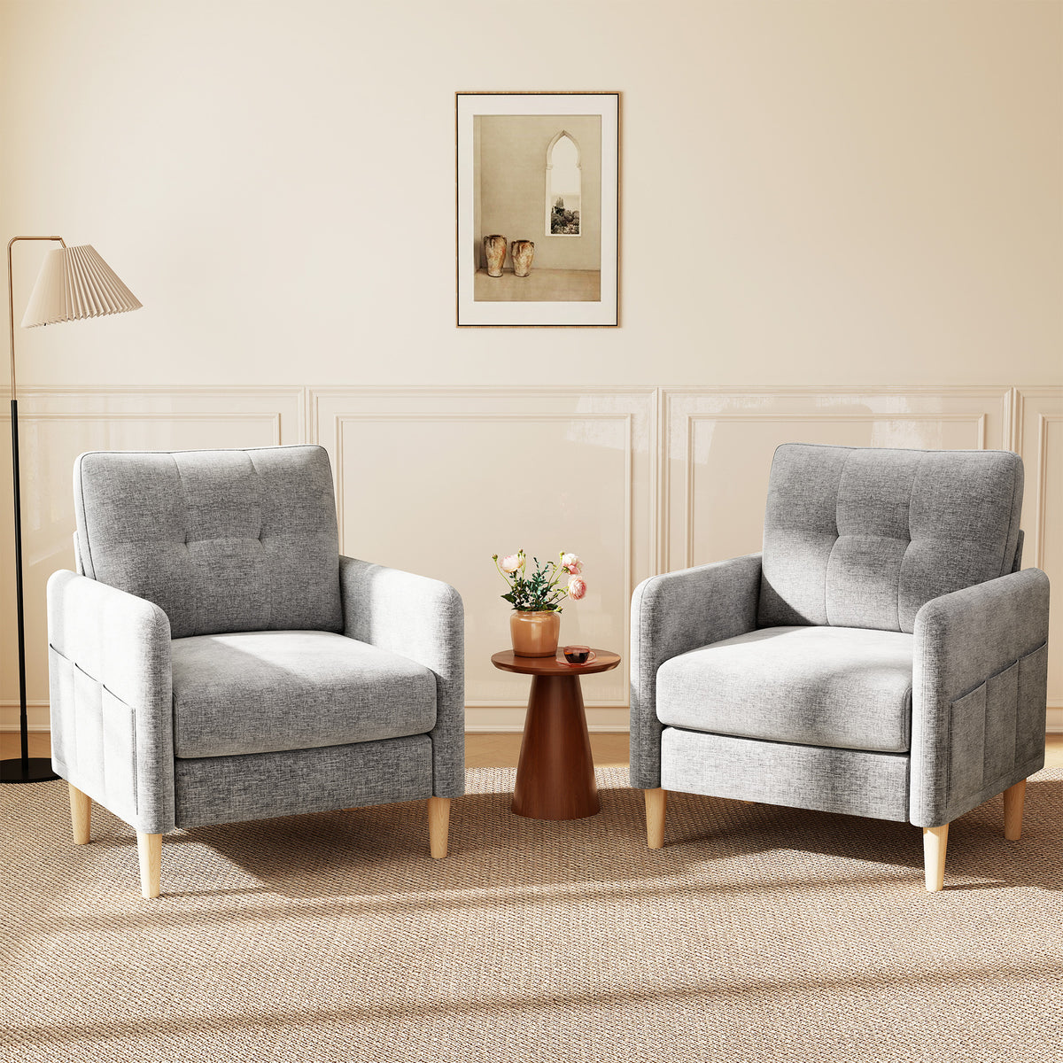 BedLuxury 31’’ High Back Accent Chair with Thick Cushion,Chenille sofa with Supportive Armrests for Living Room and Small Spaces