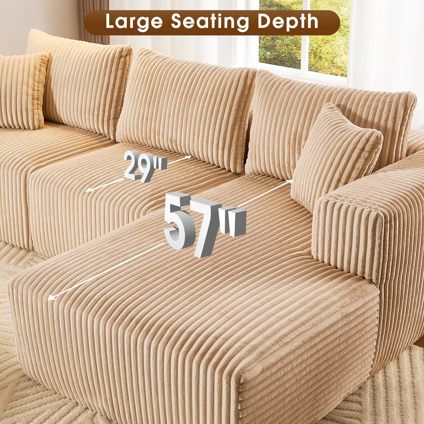 BedLuxury 110'' Modular Sectional Sofa,Sleeper Bed,L shaped Boneless Cloud Couch with Deep Seats for Living Room,No Assembly Required