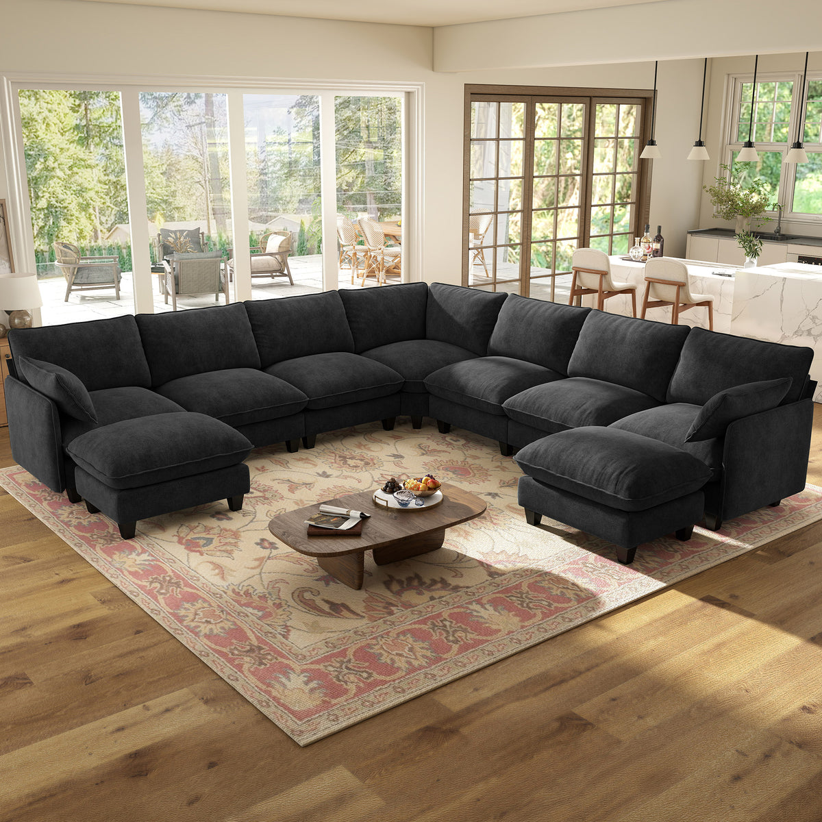 BedLuxury Modular Sectional Sofa with Movable Ottoman,Deep Seat Cloud Couch with High Back for the Living Room