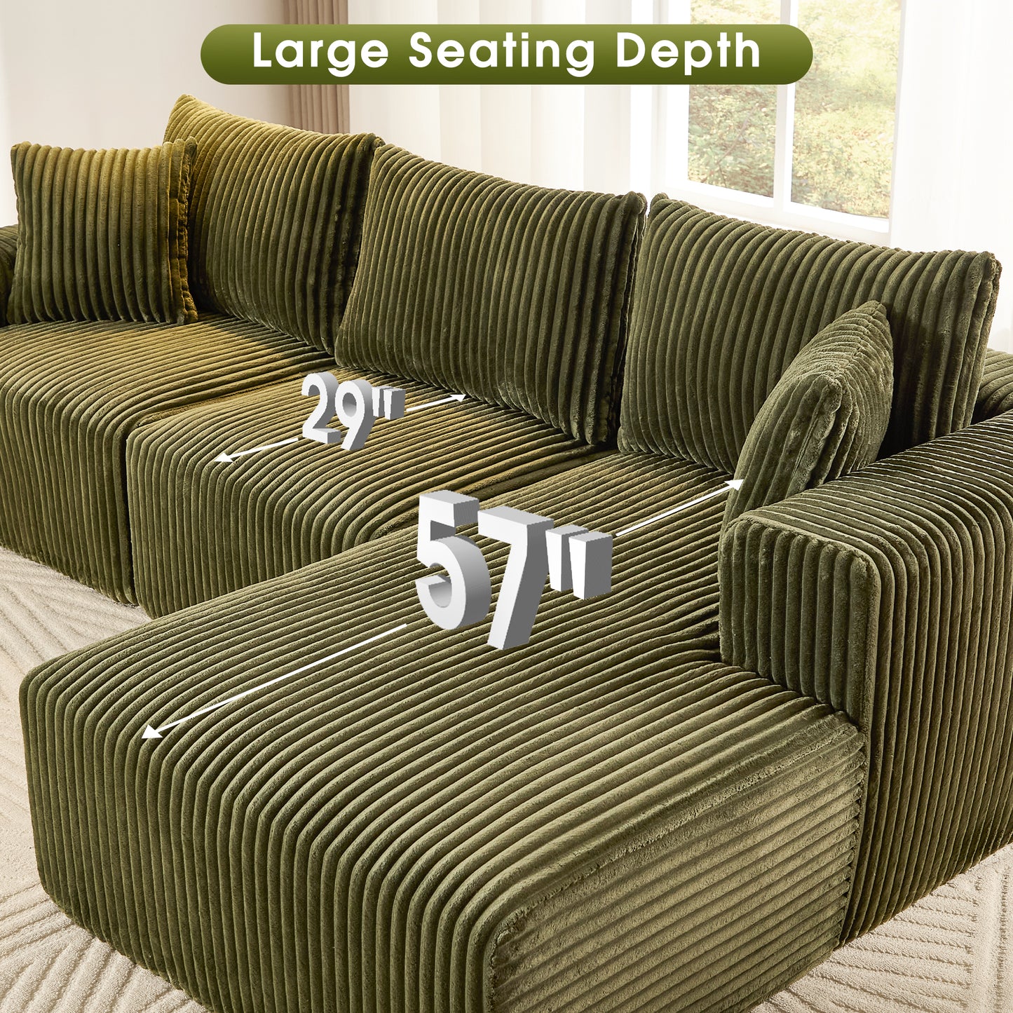 BedLuxury 110'' Modular Sectional Sofa,Sleeper Bed,L shaped Boneless Cloud Couch with Deep Seats for Living Room,No Assembly Required