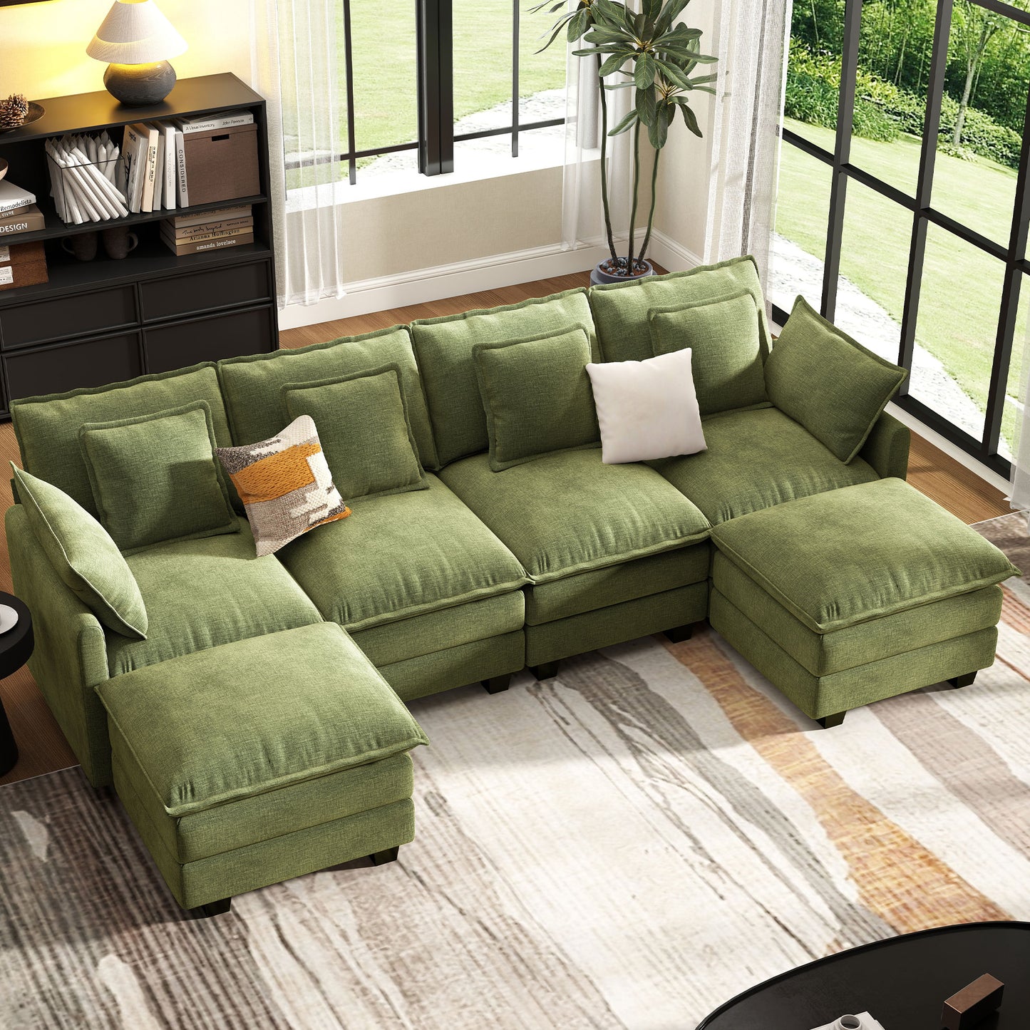 Modular Sectional Sofa with Movable Ottomans