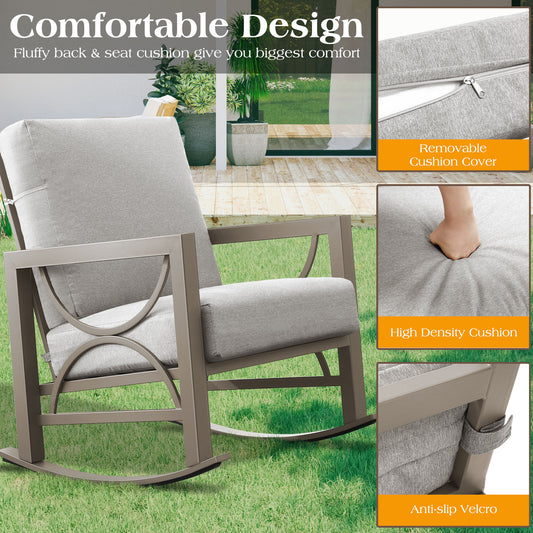 3 Pieces Rocking Metal Patio Bistro Set