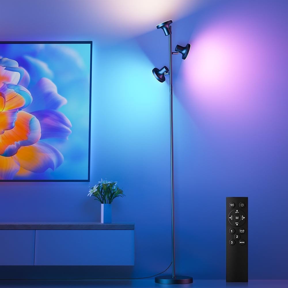 BedLuxury 67” 36W Tree Floor Lamp with Remote & Touch Control, 3 Lights Modern Dimmable Standing Lamp for Living Room, Bedroom, 4 Color Temperatures