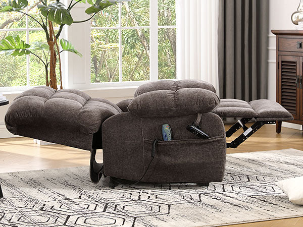 Lay Flat Recliner Power Lift Chair for Elderly with Massage and Heat,Dual Motor Big and Tall Recliner for Living Room with Side Pockets,Infinite Position