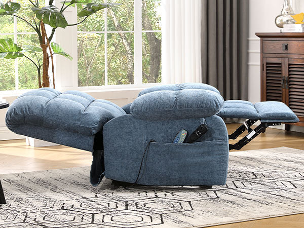 Lay Flat Recliner Power Lift Chair for Elderly with Massage and Heat,Dual Motor Big and Tall Recliner for Living Room with Side Pockets,Infinite Position