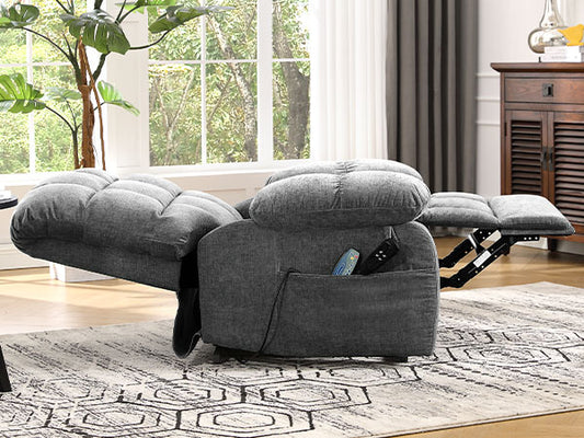 Lay Flat Recliner Power Lift Chair for Elderly with Massage and Heat,Dual Motor Big and Tall Recliner for Living Room with Side Pockets,Infinite Position
