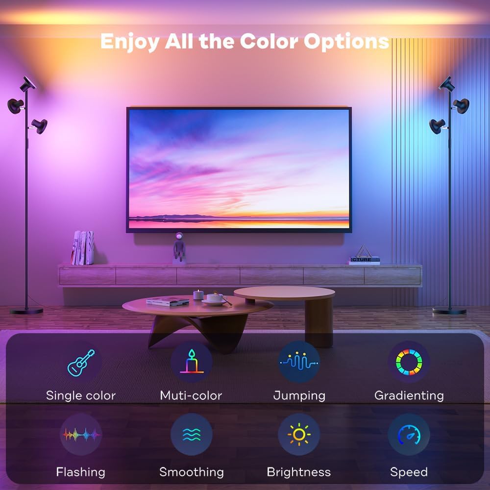 BedLuxury 67” 36W Tree Floor Lamp with Remote & Touch Control, 3 Lights Modern Dimmable Standing Lamp for Living Room, Bedroom, 4 Color Temperatures