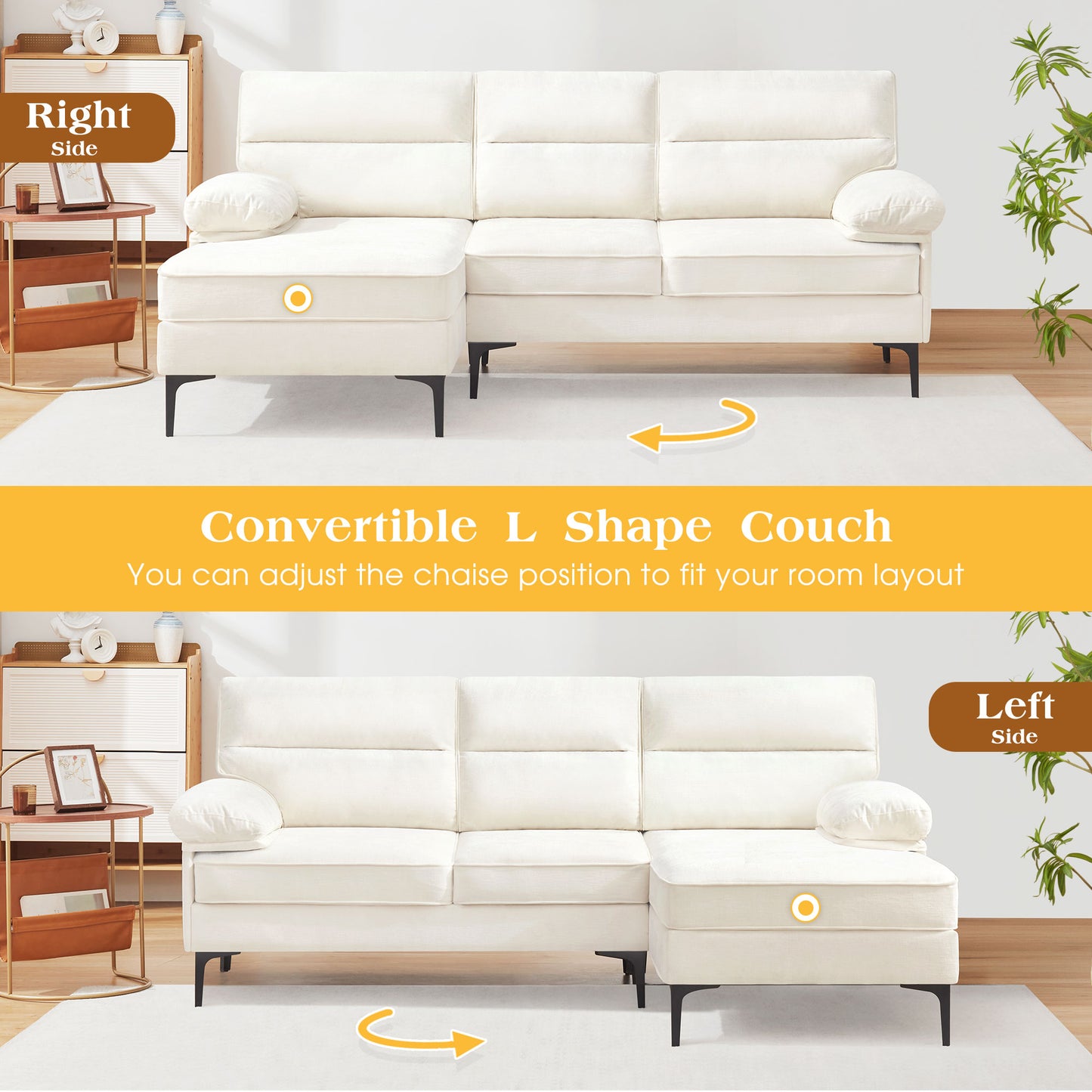 85'' Modern Sectional Sofas Couches for Living Room