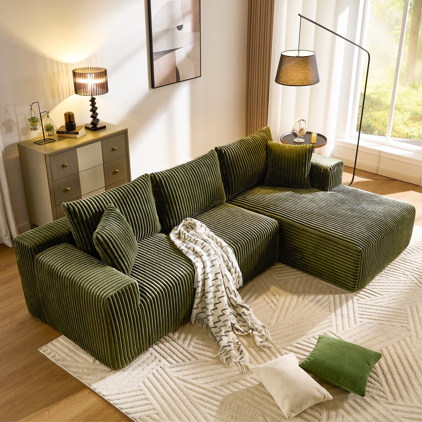 BedLuxury 110'' Modular Sectional Sofa,Sleeper Bed,L shaped Boneless Cloud Couch with Deep Seats for Living Room,No Assembly Required