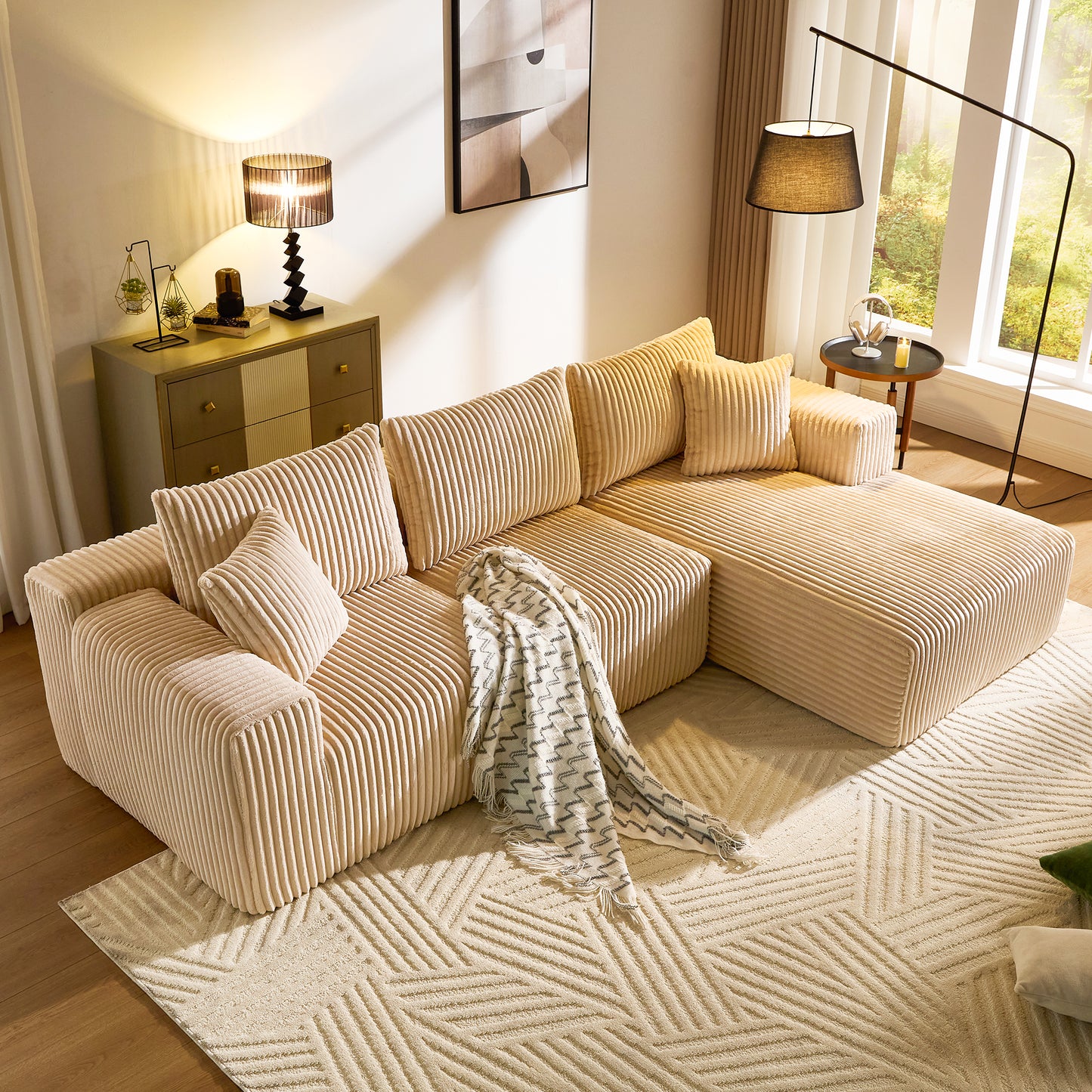 BedLuxury 110'' Modular Sectional Sofa,Sleeper Bed,L shaped Boneless Cloud Couch with Deep Seats for Living Room,No Assembly Required