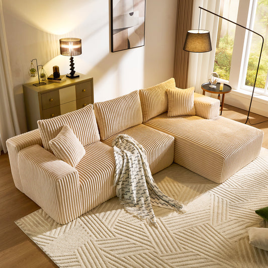 BedLuxury 110'' Modular Sectional Sofa,Sleeper Bed,L shaped Boneless Cloud Couch with Deep Seats for Living Room,No Assembly Required